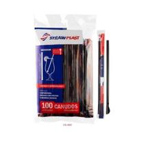Canudo Colher Mexedor Preto Straw Para Drinks - 100 Unidades