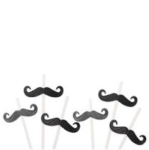 Canudo Com Bigode Divertido Para Festas c/ 6 unidades - Fwb
