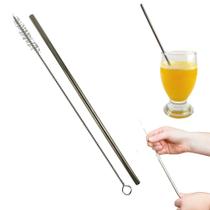 Canudo de Inox Reutilizável com Escova de Limpeza