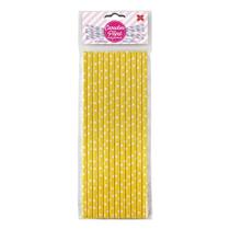 Canudo de Papel Amarelo com Poá Branco 6mmx200mm - 4346 - 12 unidades