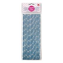 Canudo de Papel Azul Claro com Estrelas Branca 6mmx200mm - 4334 - 12 unidades