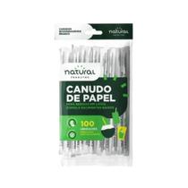Canudo de papel branco biodegradável embalado natural c/ 100 unidades Canudo de papel branco biodegradável embalado natural c/ 100 unidades