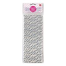 Canudo de Papel Branco com Poá Azul 6mmx200mm - 4339 - 12 unidades