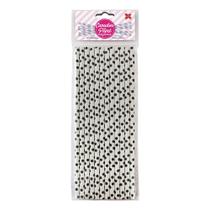 Canudo de Papel Branco com Poá Preto 6mmx200mm - 4348 - 12 unidades