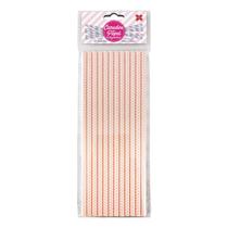 Canudo de Papel Chevron Rosa C/ Branco 6mmx200mm - 4321 - 12 unidades