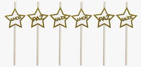 Canudo de papel Estrela Ano Novo Reveillon 6 Un Vivarte - Inspire sua Festa