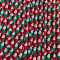 Canudo de Papel Listrado Corações 6mmx200mm - 4306 - 20 unidades