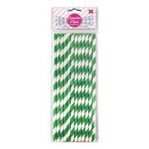 Canudo de Papel Listrado Verde e Branco 6mmx200mm - 4316 - 12 unidades - Make+