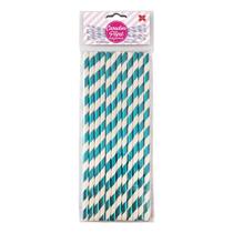 Canudo de Papel Metalizado Branco e Azul Laminado 6mmx200mm - 4303 - 12 unidades Canudo de Papel Metalizado Branco e Azul Laminado 6mmx200mm - 4303 - 12 unidades