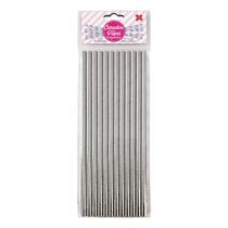 Canudo de Papel Metalizado Prata 6mmx200mm - 4365 - 12 unidades Canudo de Papel Metalizado Prata 6mmx200mm - 4365 - 12 unidades