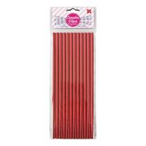 Canudo de Papel Metalizado Vermelho 6mmx200mm - 4367 - 12 unidades Canudo de Papel Metalizado Vermelho 6mmx200mm - 4367 - 12 unidades