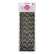 Canudo de Papel Preto com Estrelas Branca 6mmx200mm - 4330 - 12 unidades - Make+