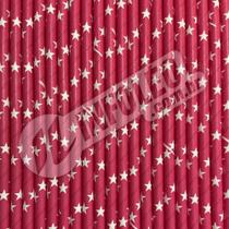 Canudo de Papel Rosa com Estrelas Branca 6mmx200mm - 4331 - 20 unidades