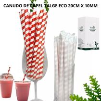 Canudo de papel talge eco 20cm x 10mm caixa com 100 unidades embalados individualmente