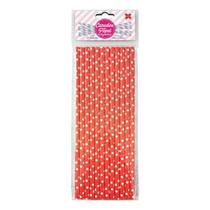 Canudo de Papel Vermelho com Poá Branco 6mmx200mm - 4345 - 12 unidades Canudo de Papel Vermelho com Poá Branco 6mmx200mm - 4345 - 12 unidades