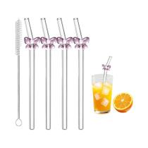 Canudo De Vidro Reutilizável Colorido E Brilhante, Alta Borossilicato, Resistente Para Smoothies,