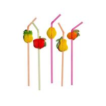 Canudo Decorado Com Frutas Flex Strawplast 6mm 10un