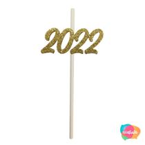 Canudo decorativo drink ano 2022 com 6 unid