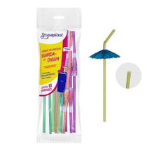 Canudo Decorativo Guarda Chuva Strawplast Para Drinks 10 Unidades