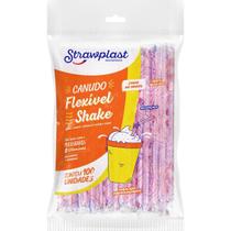 Canudo Flexível Milk Shake Reforçado 8mm 100 Unidades