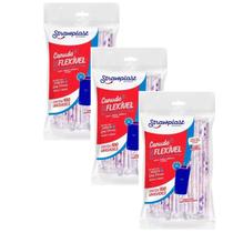 Canudo flexível Sucos Drinks Coquetéis 300 unid 6mm Vermelho