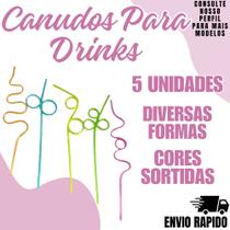 Canudo Formas Regido Ondulado Para Drink Sortido Festas C/5
