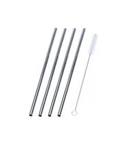 Canudo Inox Conjunto Escova Limpeza Kit 5 Peças