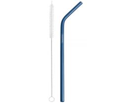 Canudo Inox Infantil Reutilizável com Escova Tramontina Azul