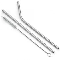 Canudo inox + limpador em aço inox 3 peças - Útil bazar