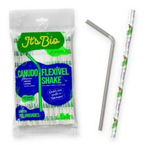 Canudo It's Bio Flexível Shake Cristal Milkshakes Vitaminas Biodegradável Strawplast - 8mm 23cm - pct 100 Unidades