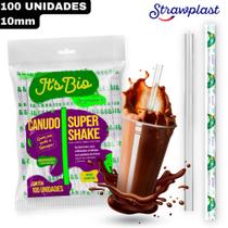 Canudo It's Bio Super Shake Biodegradável Açaí Vitaminas Milkshakes Strawplast - 10mm 21cm - 100 Unidades