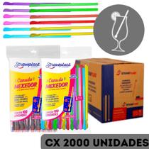 Canudo Mexedor PP Sachê Caipirinhas Drinks Reciclável Strawplast - 6mm - CX 2000 Unidades (CX20x100)