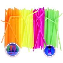 Canudo Neon 160 Unid Festa Neon Flexível Biodegradável