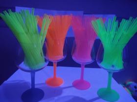 Canudo Neon Festa Neon Flexível Biodegradável 40 Unid