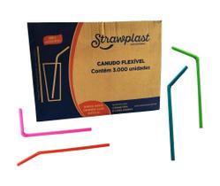 Canudo Plástico Flexível Dobrável C/3000 Canudo Plástico Flexível Dobrável C/3000