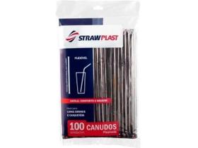 Canudo Preto Strawplast Flexível Cs 313 - 100 Unidades