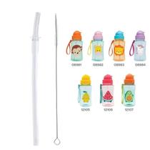 Canudo Refil Repositor em Silicone com Escova para Limpeza Garrafa Aimal Fun e Frutti da Buba