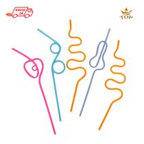 Canudo Torcido Colorido - 5 Unid.