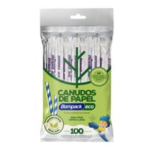 Canudos coloridos de papel biodegradável reciclável Bompack eco 100 un