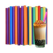 Canudos Coloridos Reutilizáveis 50 Peças 11cm/21cm Seguros Para Alimentos Duráveis Para Boba, Shakes