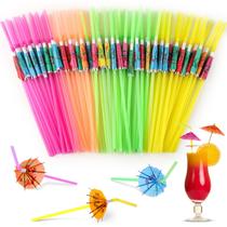 Canudos com Guarda-Chuva PAXCOO 50 unidades Cores Sortidas 24 cm Canudos com Guarda-Chuva PAXCOO 50 unidades Cores Sortidas 24 cm