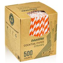 Canudos de coquetel de papel Chunspak Orange 14,6 cm 500 unidades Canudos de coquetel de papel Chunspak Orange 14,6 cm 500 unidades