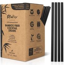 Canudos de coquetel EcoPreps, fibra de bambu biodegradável, 5 polegadas, 200 quilates