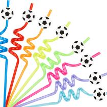 Canudos de festa com tema de bola de futebol de segunda-feira, 24 unidades para crianças Canudos de festa com tema de bola de futebol de segunda-feira, 24 unidades para crianças