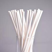 Canudos de Papel Biodegradáveis, 8mm, Branco, com 100 Unidades