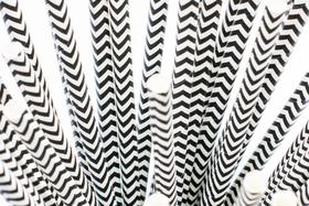 Canudos de Papel Branco com Chevron Preto - 10 Unidades