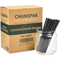Canudos de papel Chun's Black 14,6 cm - 500 biodegradáveis a granel