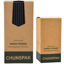 Canudos de papel Chun's Black 250 Bulk Biodegradáveis 7,75 cm