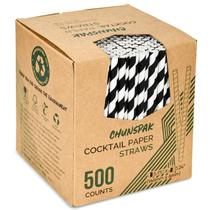 Canudos de papel Chunspak Short 14,6 cm 500 unidades - preto e branco Canudos de papel Chunspak Short 14,6 cm 500 unidades - preto e branco