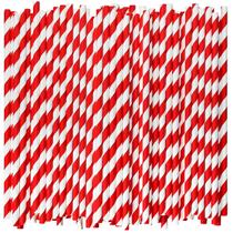 Canudos de papel descartáveis Chun's Red Listred 197x6mm